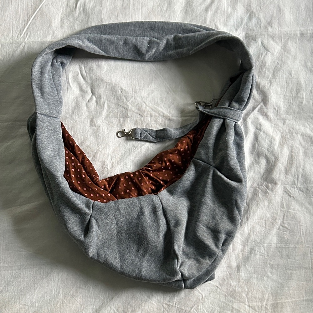 Gray Small Pet Carrier with Brown cotton Interior